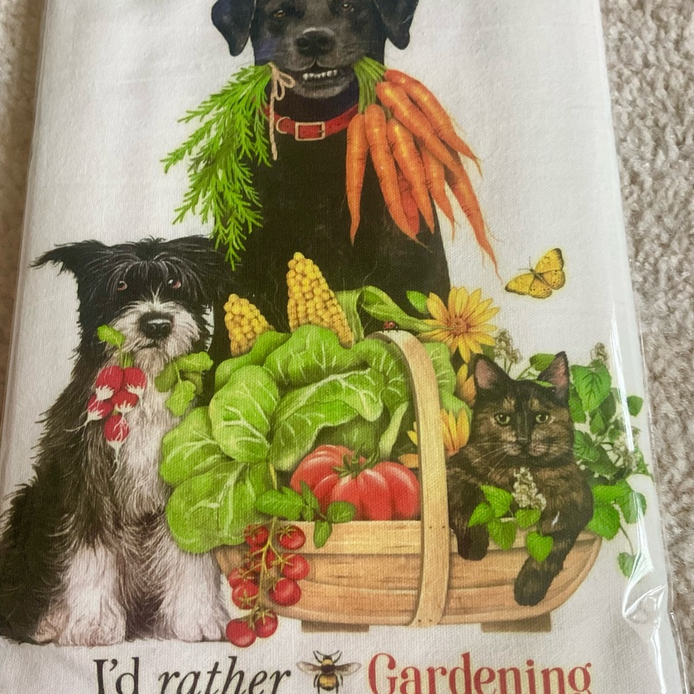NWT I’d Rather Be Gardening Flour Sack Kitchen Towel - Picture 5 of 5